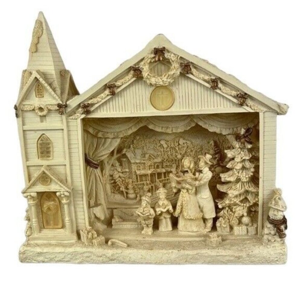 Silhouette Lighted Christmas church caroling holiday scene by Kirklands vintage - Picture 2 of 11